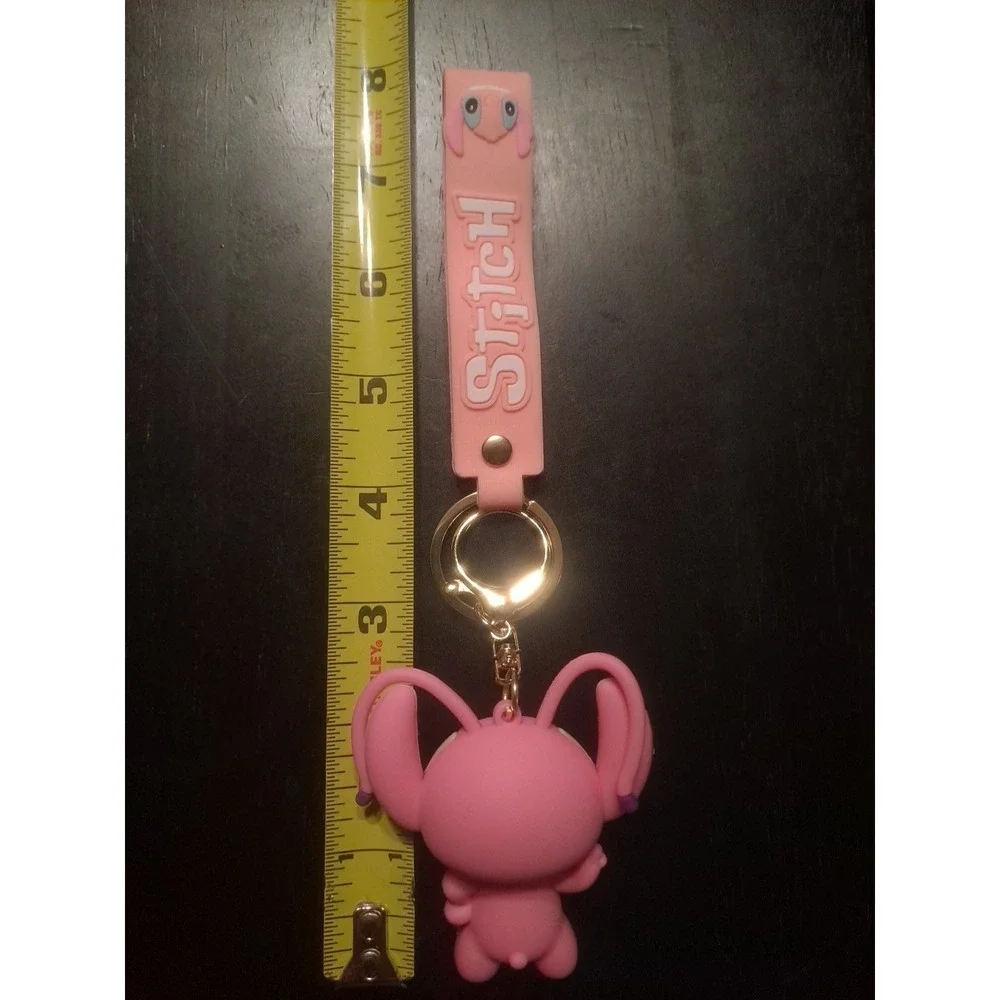 Disney Stitch &‎ Angel 3D PVC Keychain Backpack Clip Keyring Pendant Wristlet